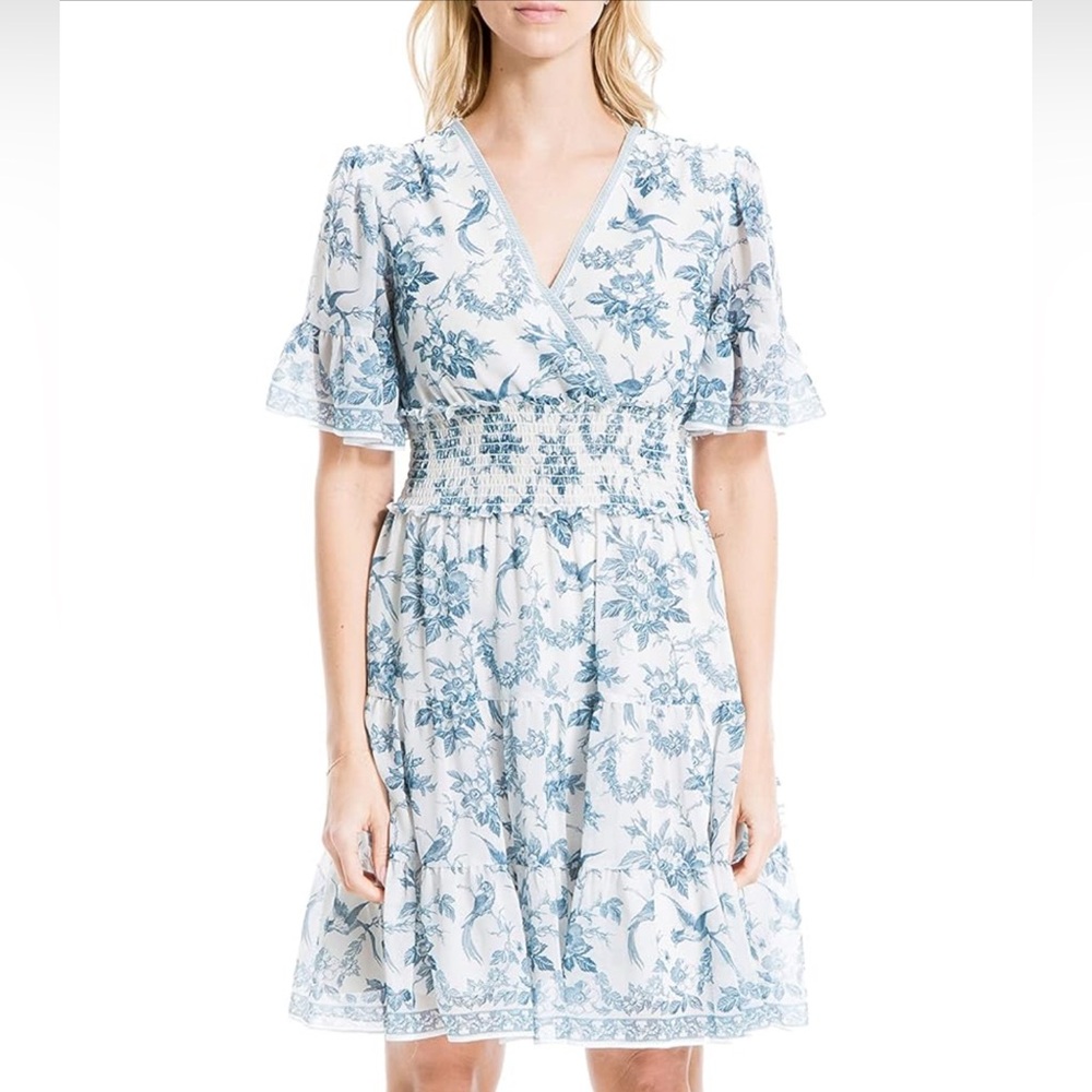 Worn twice, BOHO Toile FLORAL Smock WAIST DRESS Max STUDIO